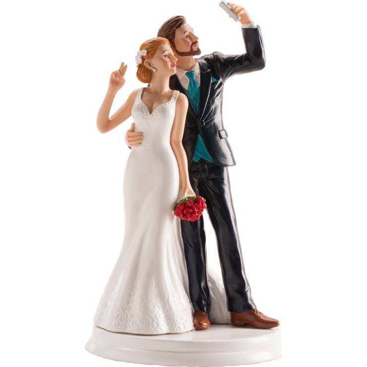 Fotografie Svatební figurka na dort 20cm SELFIE - Dekora