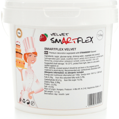 Smartflex Velvet Jahoda 1,4 kg (Potahovací a modelovací hmota na dorty)