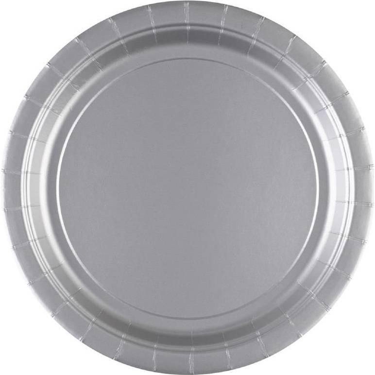 Papírový talíř 8ks stříbrný 22,8cm - Amscan