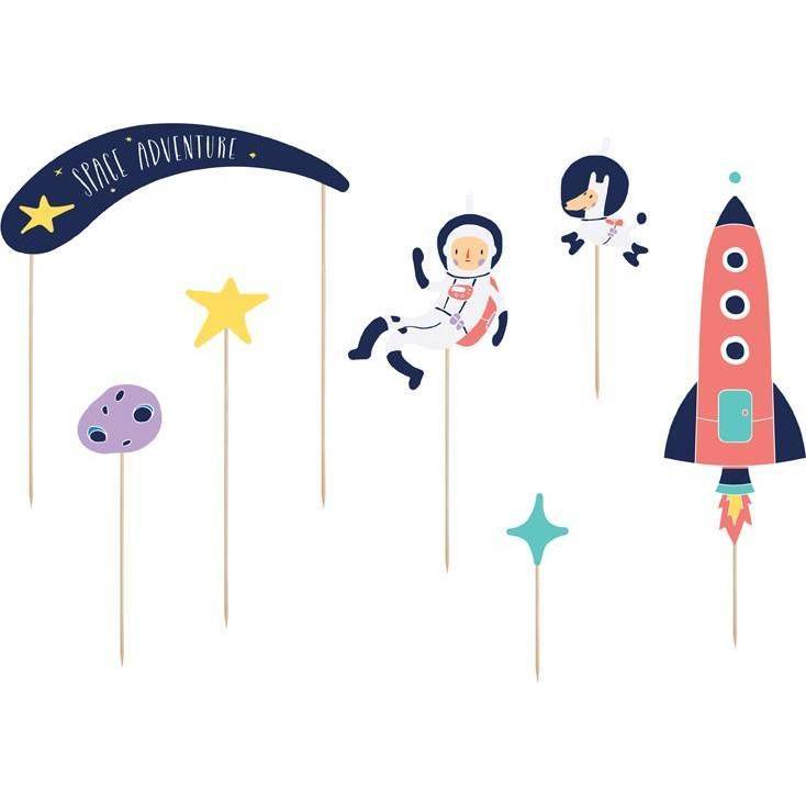 Fotografie PartyDeco zapichovací dekorace na dort Vesmír (7 ks) KPT37 dortis