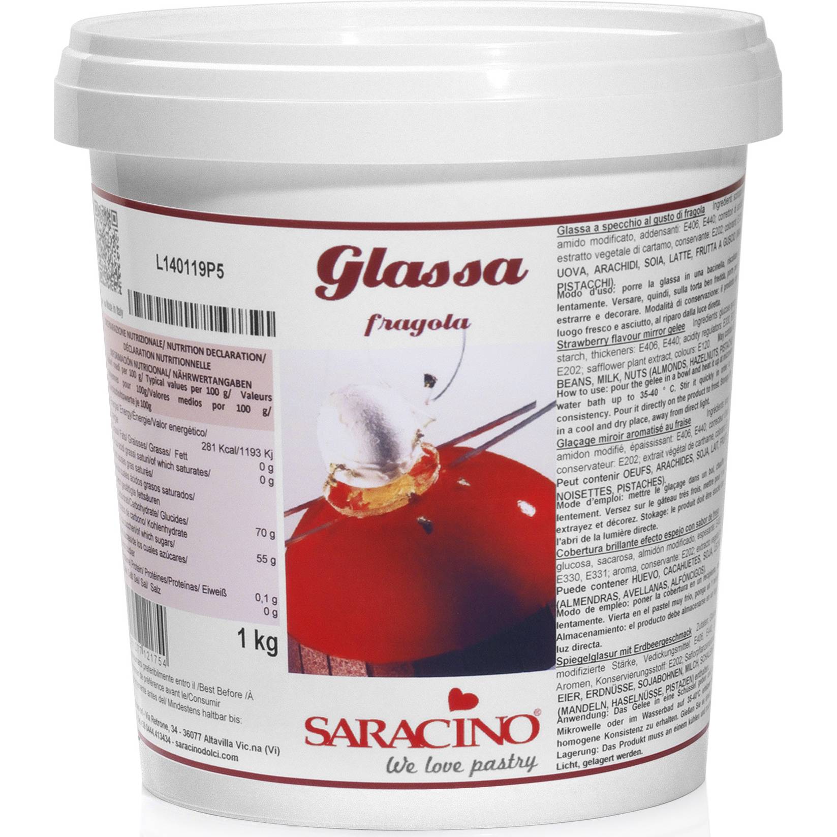 Fotografie Glazura jahodová 1kg - Saracino