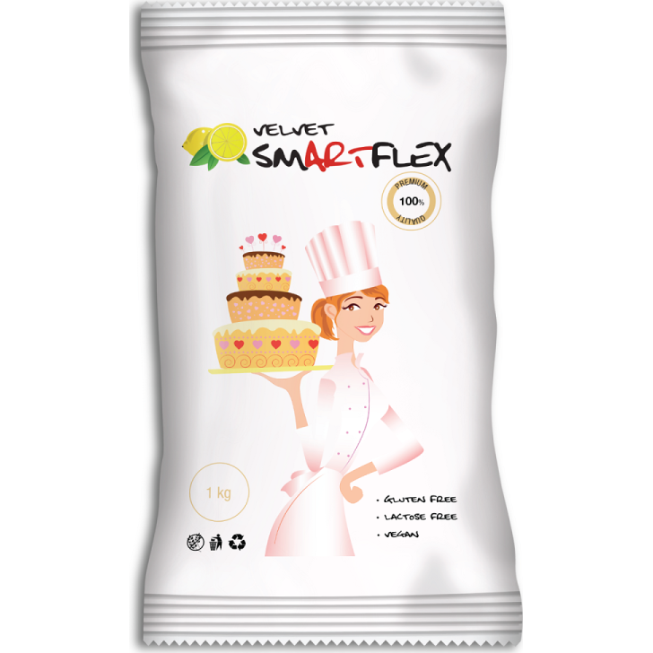 Smartflex Velvet Citron 1 kg v sáčku (Potahovací a modelovací hmota na dorty)