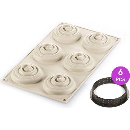 Fotografie Sada na pečení dortu s vykrajovátkem Silikomart Kit Mini Tarte Twist