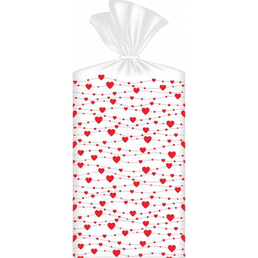 Fotografie Pytlíček na sladkosti a čokoládu 10ks 21x11cm srdíčka - Alvarak