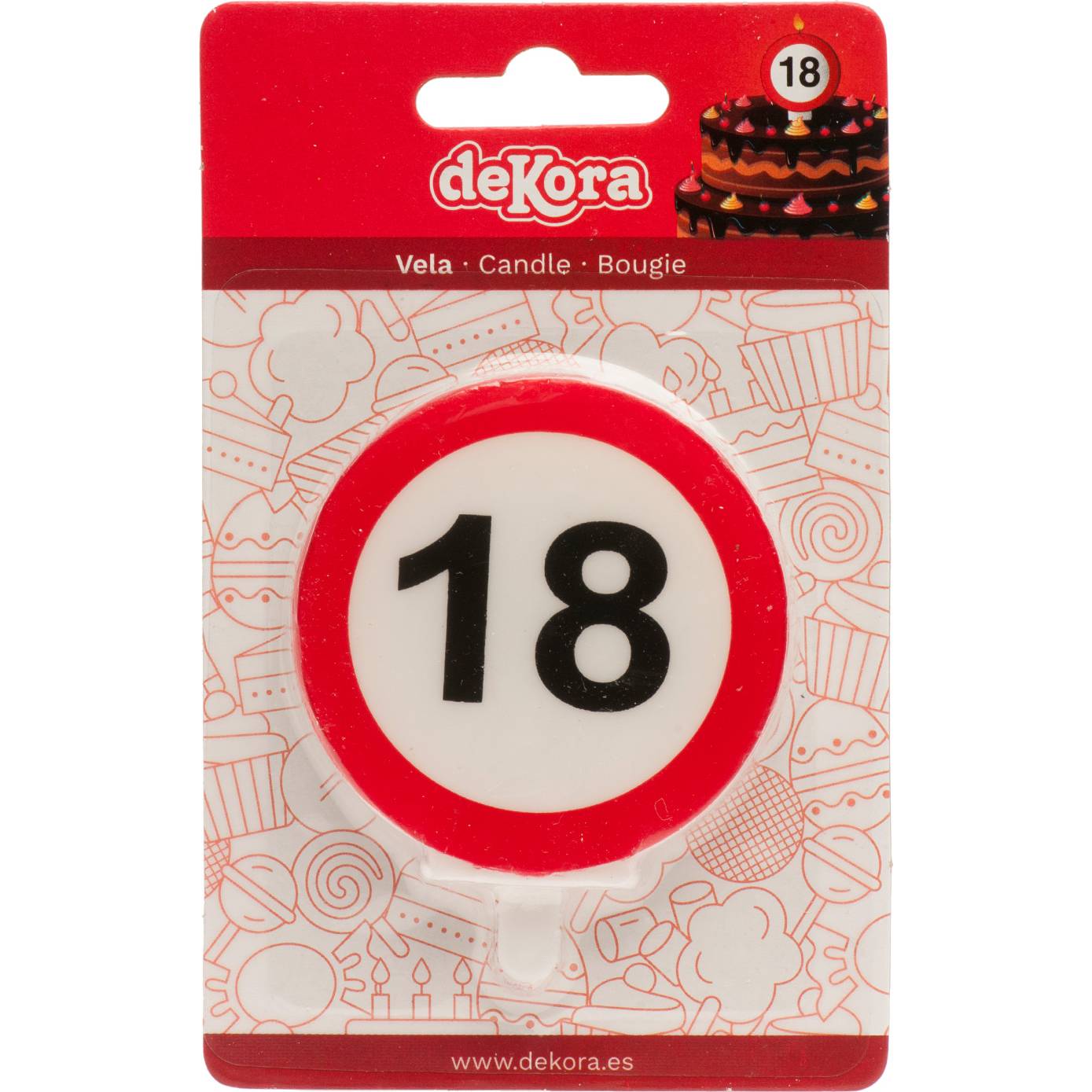 Svíčka na dort 6,3cm dopravní značka číslo 18 - Dekora