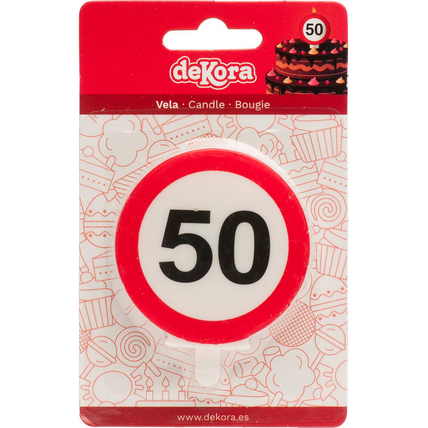Svíčka na dort 6,3cm dopravní značka číslo 50 - Dekora