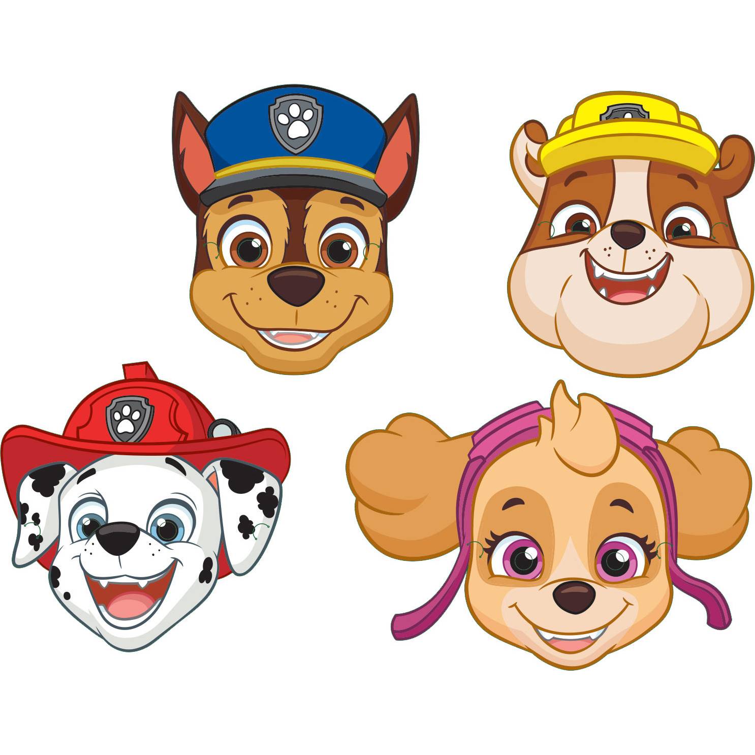 8 papírové masky Paw Patrol 25,3 x 25,2 cm - Amscan