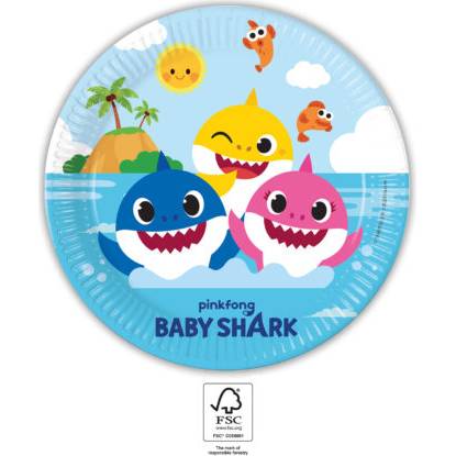 Papírový talíř na párty 23cm Baby Shark - Procos