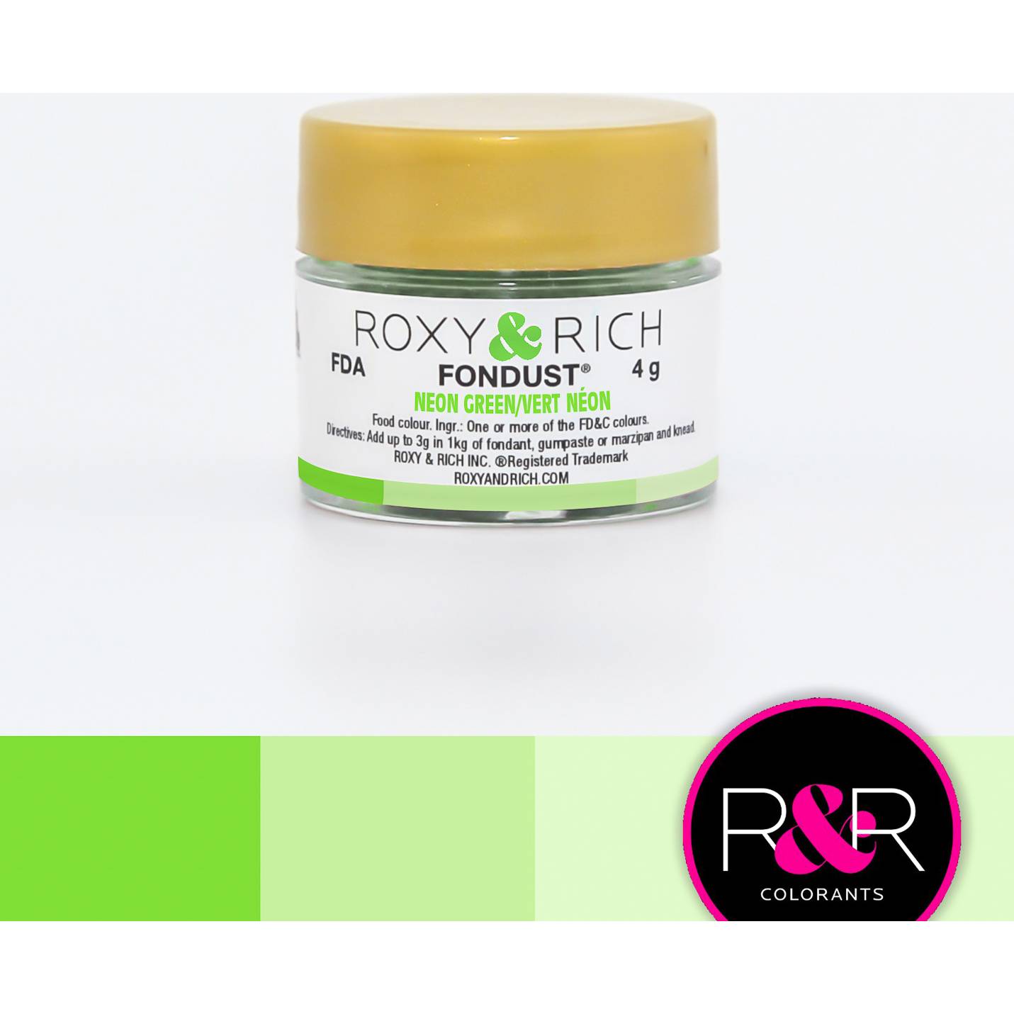 Prachová barva 4g neonově zelená - Roxy and Rich