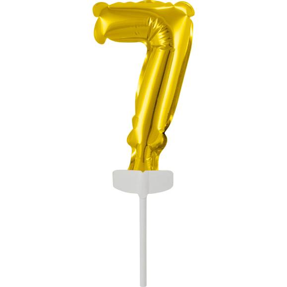 Fóliový balónek zlatý mini - zápich do dortu číslo 7 - Amscan