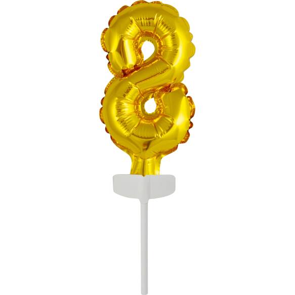 Fóliový balónek zlatý mini - zápich do dortu číslo 8 - Amscan