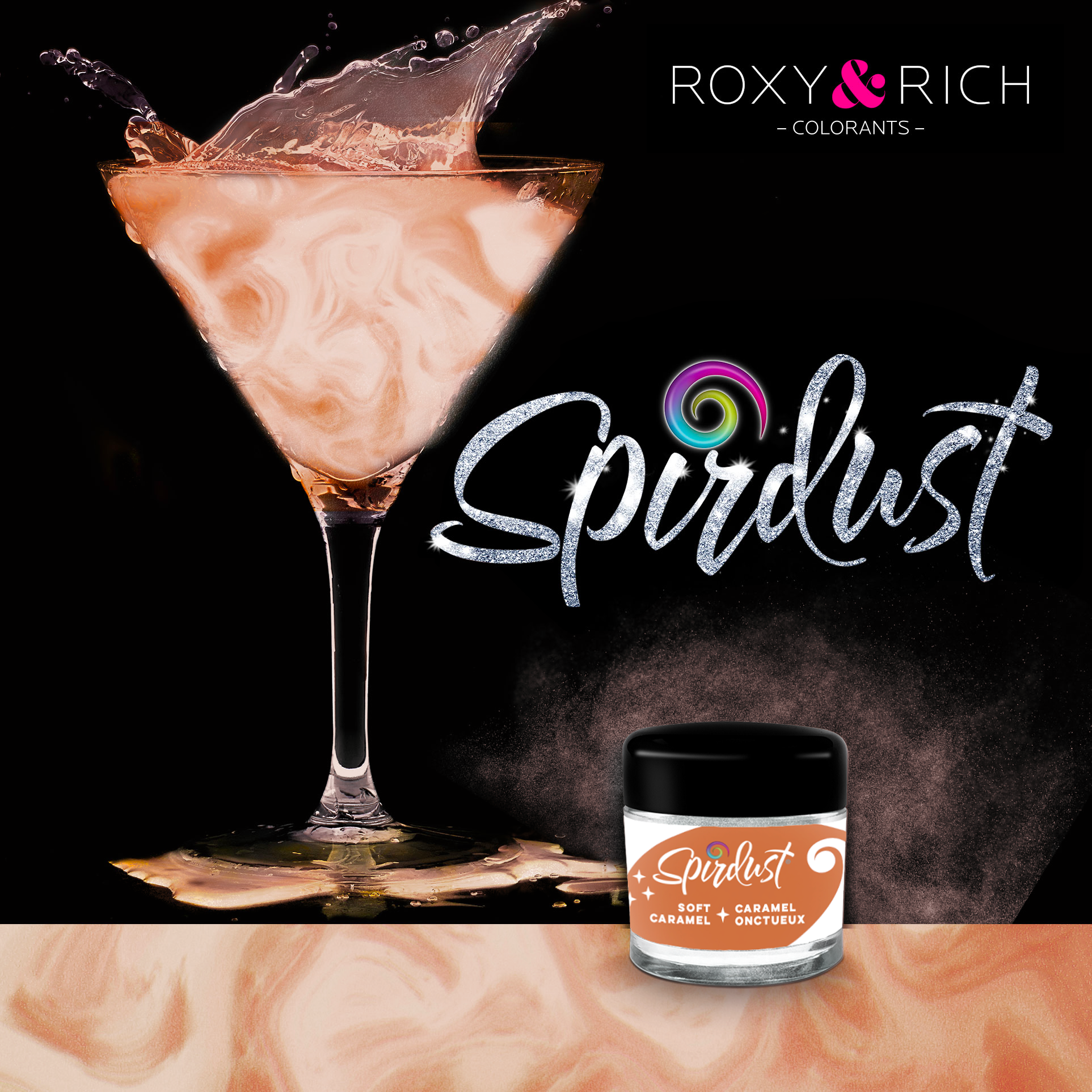 Metalická barva do nápojů Spirdust karamelová 1,5g - Roxy and Rich