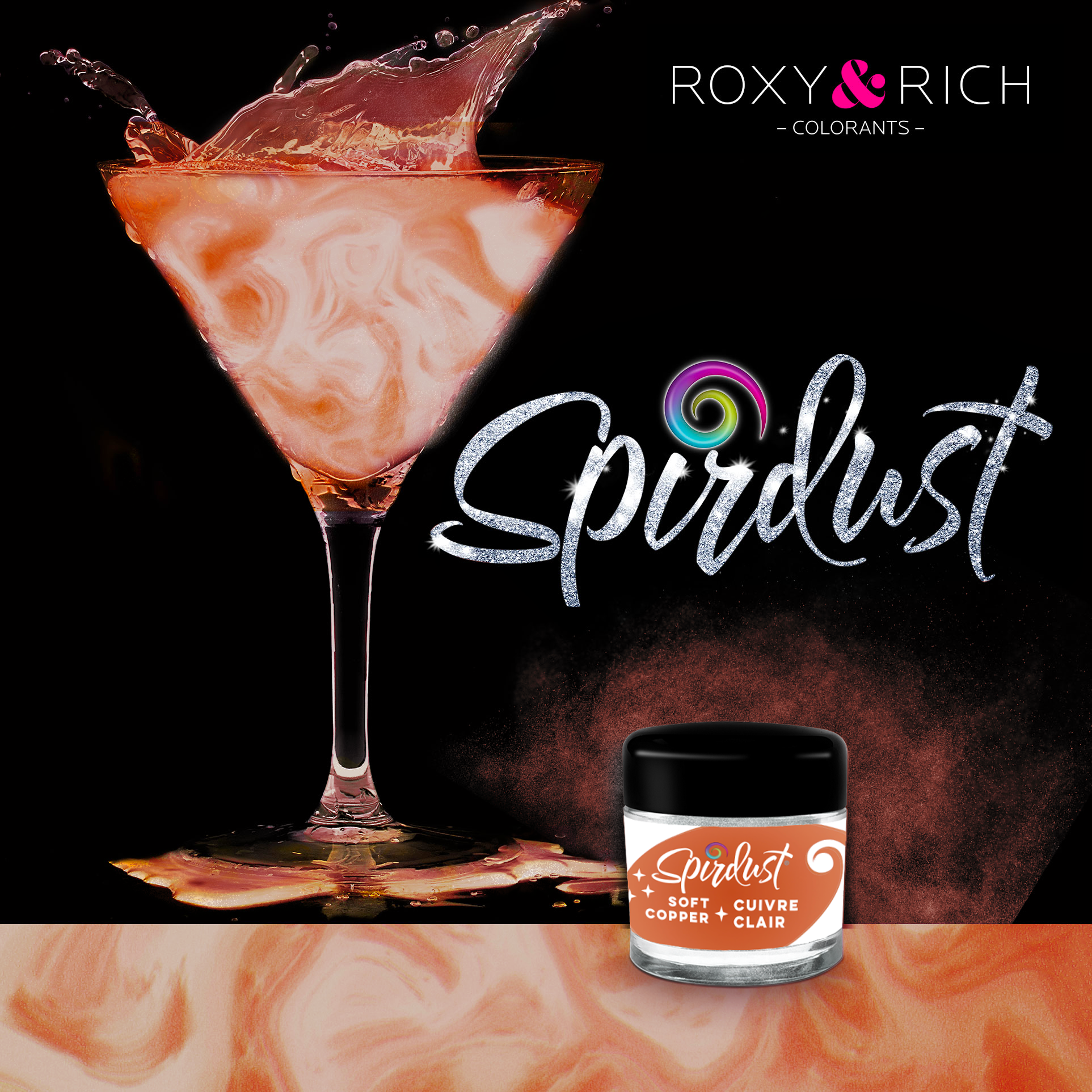 Metalická barva do nápojů Spirdust měděná 1,5g - Roxy and Rich