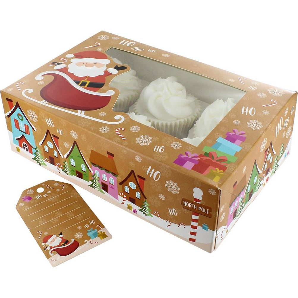 Vánoční krabička na mufinny na 6/12 muffinů Santa 1ks - Culpitt