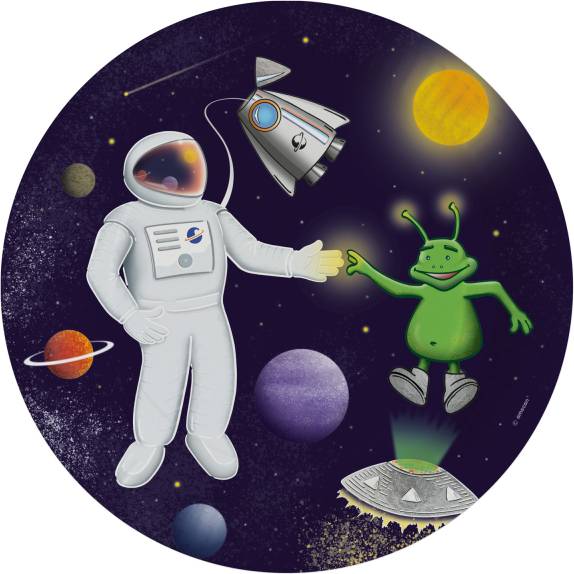 Papírový talíř na párty 8ks 23cm kosmonaut s ufonem ve vesmíru - Amscan