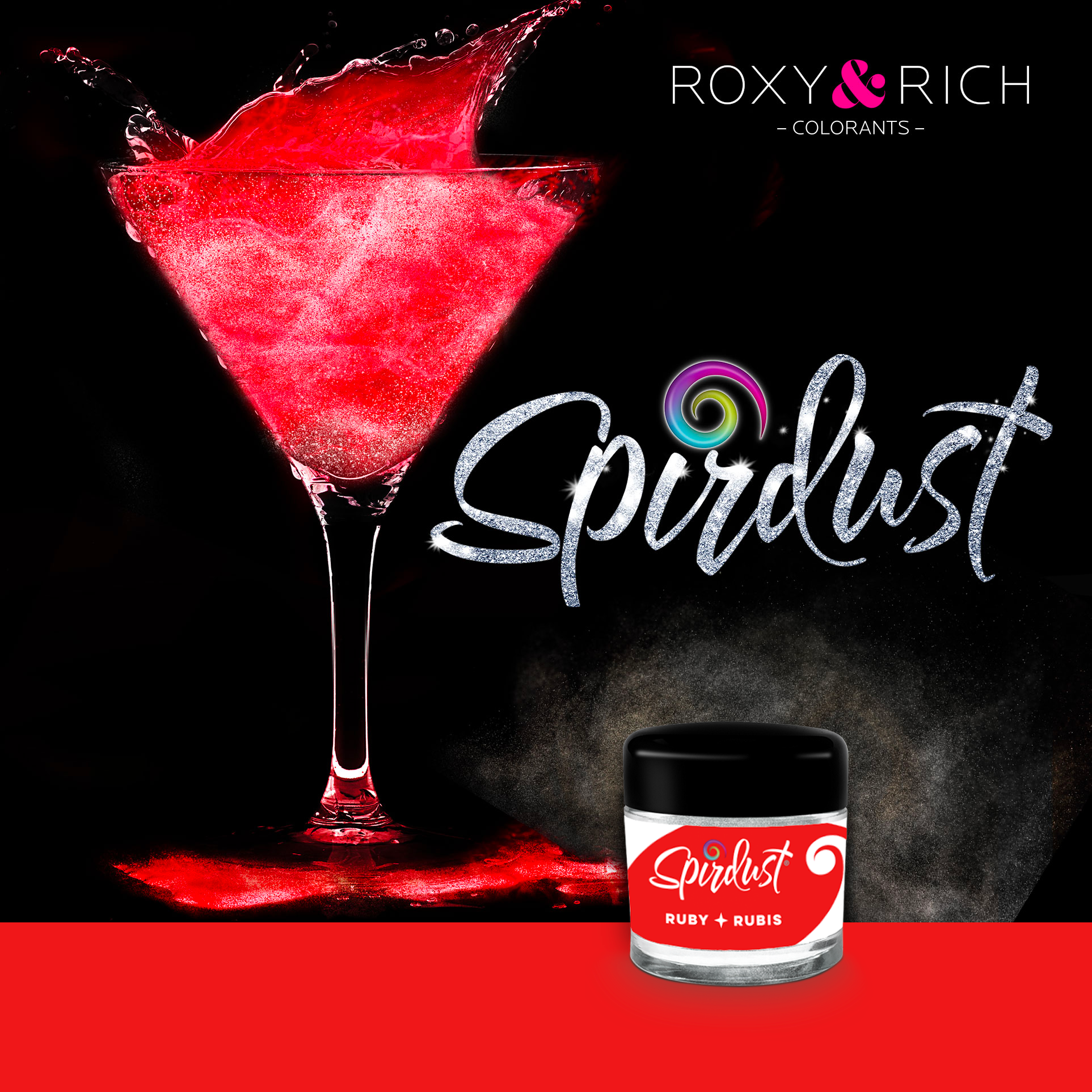 Metalická barva do nápojů Spirdust rubínová 1,5g - Roxy and Rich