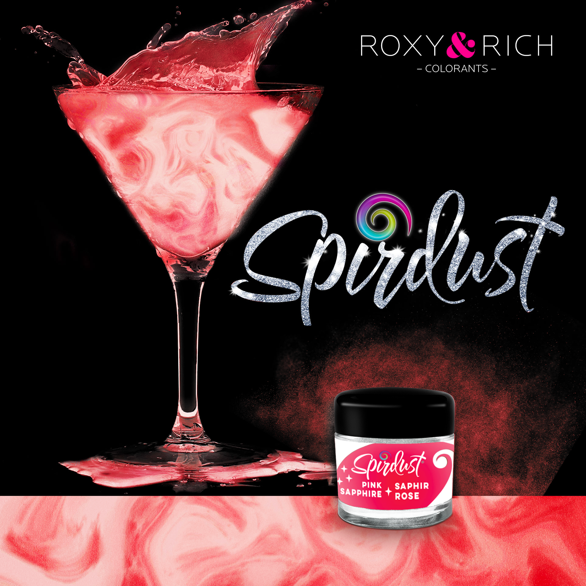 Metalická barva do nápojů Spirdust růžový safír 1,5g - Roxy and Rich