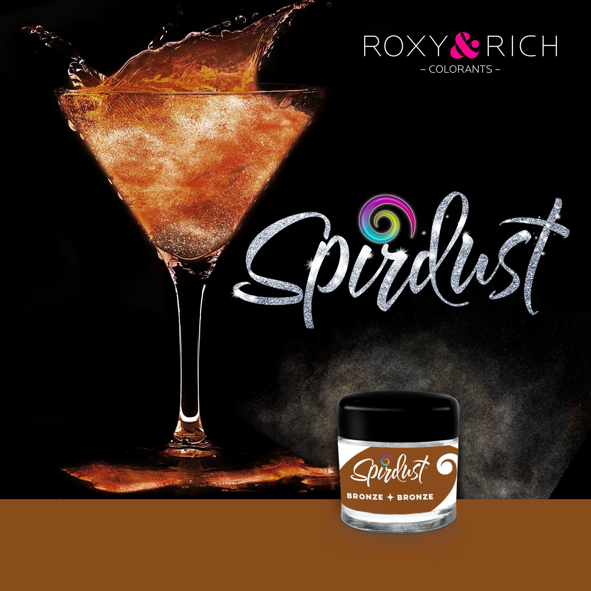 Metalická barva do nápojů Spirdust bronzová 1,5g - Roxy and Rich