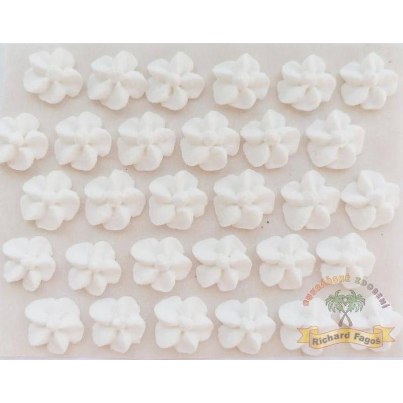 Cukrové květy bílé svatební na platíčku 30ks - Fagos