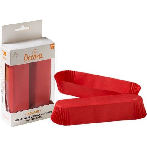 Papírové košíčky na eclair 135x33x28mm červené 60ks - Decora