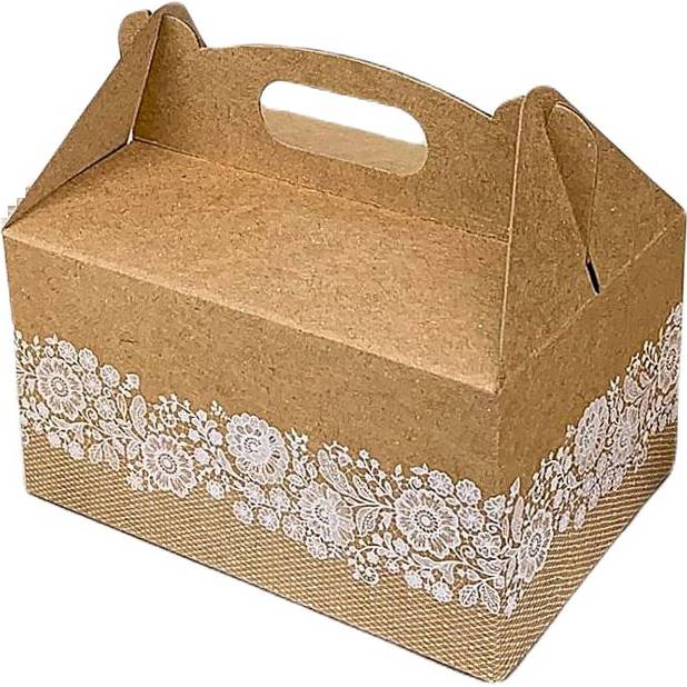 Svatební krabička na výslužku s krajkou 130 × 90 × 70 mm 8ks - Goldpress