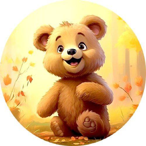 Jedlý papír medvídek na podzim v lese 19,5cm - PICTURE