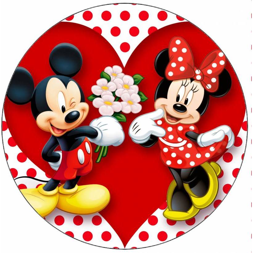Jedlý papír Mickey a Minnie love 19,5 cm