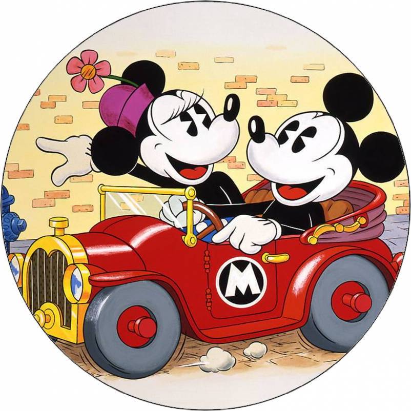 Jedlý papír Mickey a Minnie v autě 19,5 cm