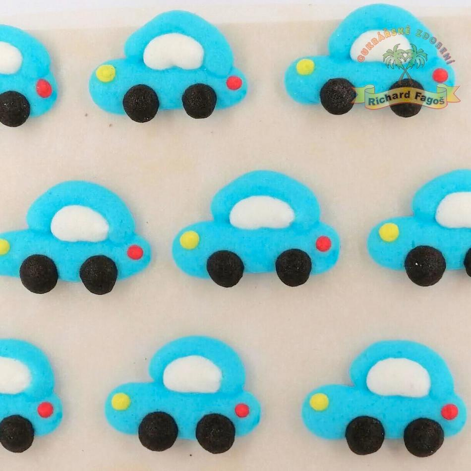 Cukrová dekorace modrá autíčka 9ks - Fagos