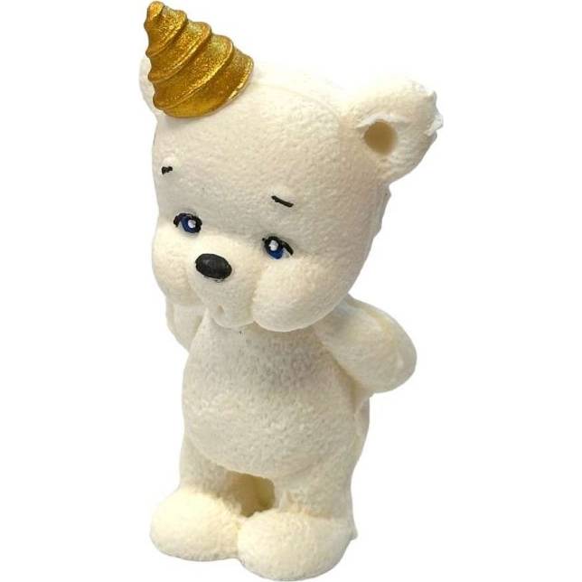 Čokoládový medvídek bílý s kloboučkem - K Decor