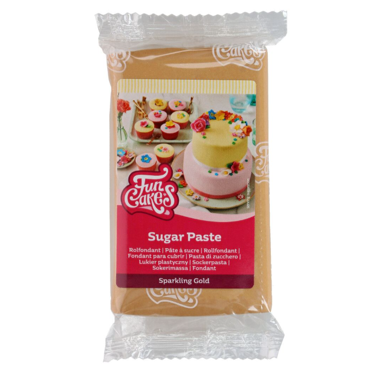 Potahovací hmota třpytivá zlatá 250g - FunCakes