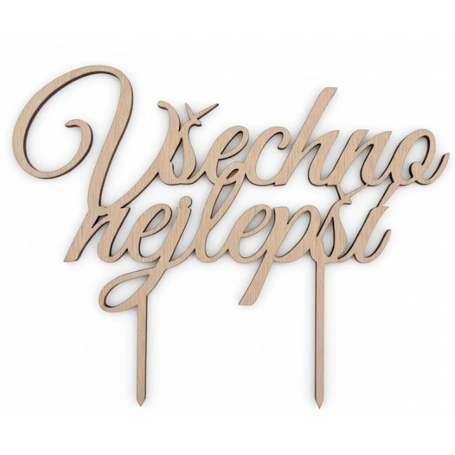 Drevený záložný zápich Všetko najlepšie 20 cm - I LOVE CAKES - I LOVE CAKES